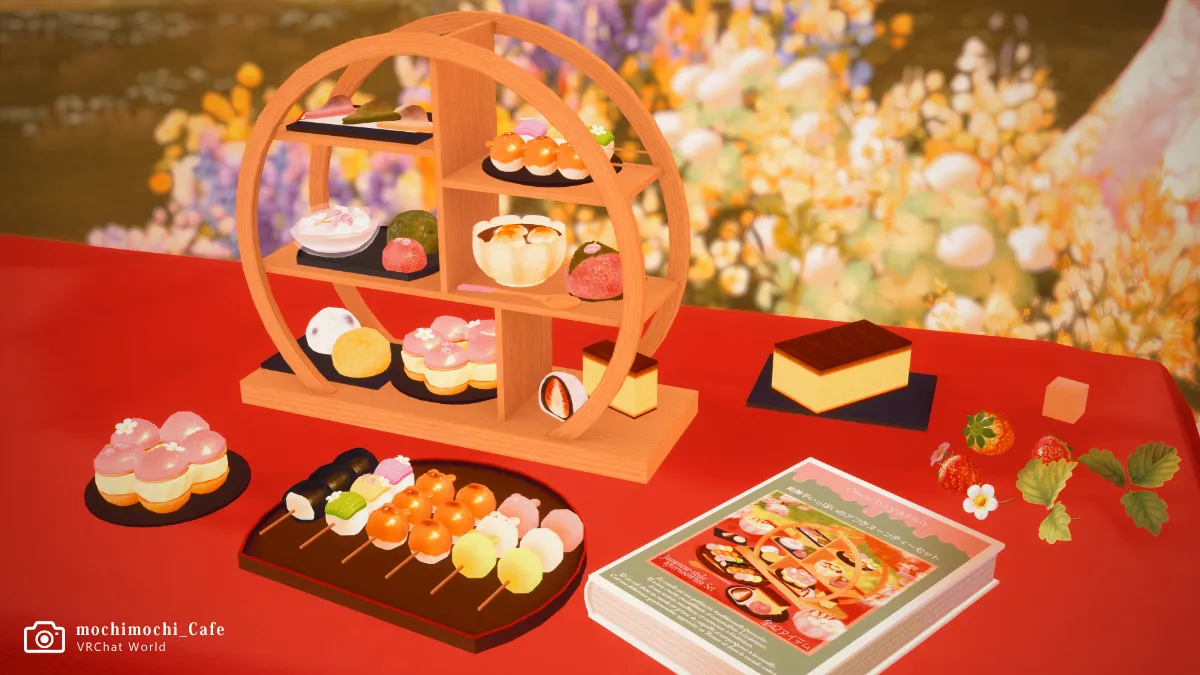 【motchimotchi_Cafe】店舗の外には和菓子セットも置かれています。お団子が可愛いです。