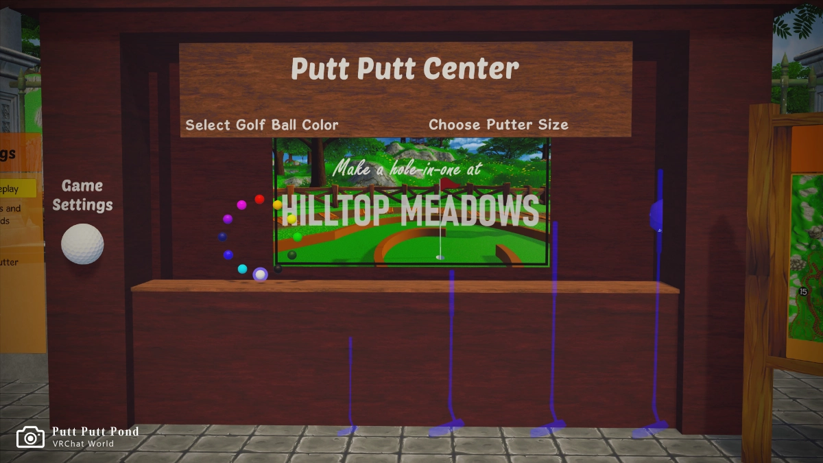 【Putt Putt Pond】パターは色んなサイズがあります。アバターに合う大きさを選びましょう。